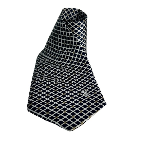 Yves Saint Laurent Paris Luxury Silk Necktie Tie Vintage Monogrammed Window Pane - Picture 3 of 14
